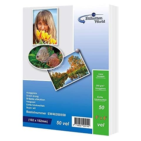Photo Paper 6X4 Glossy Paper for Photos Photographic Paper for Printer 260 GSM Photo Printer Paper Pack of 50 Sheets for Inkjet Printers EW6X4-26050 Cover