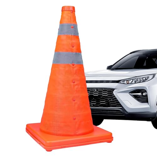 Foldable Traffic Safety Cone – Windproof Reflective Road Cone | Portable Road Sign Accessory For Construction, Parking, And Work