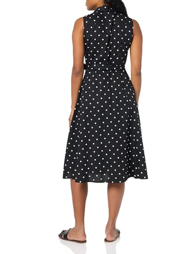 Image of Tommy Hilfiger Women's Sleeveless Collared Button Front Tie Waist Midi Shirt Dress