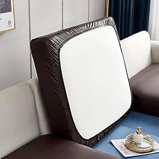 BOLUXIU Sofa Seat Cushion Cover-Elastic Faux Leather Sofa Cushion Cover High Stretch Sofa Cushion Cover Waterproof and Oil Proof