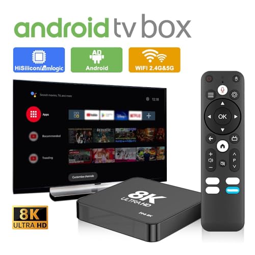Image of GADGETSWEAR 8K Smart Media Box with Voice Remote, WiFi, Bluetooth, 8GB RAM + 128GB Storage, HDMI & USB Connectivity, Screen Mirroring Support, Compact Digital Multimedia Device, 1 Month Subscription