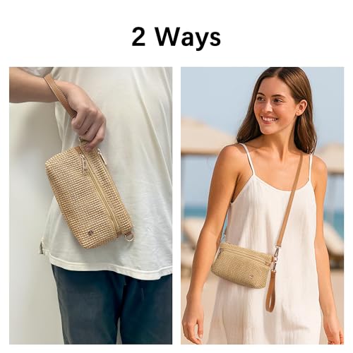 NEICOA Straw Crossbody Bags for Women 2025, RFID Wallet Straw Clutch Bag Raffia Purse, Small Summer Wristlet Purses2