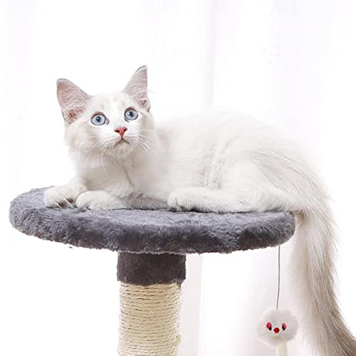 Prettyia Torre de árvore de gato para escalada com postes de arranhão com brinquedos de pelúcia para