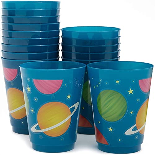 BLUE PANDA Plastic Party Cups 16 Pack - Outer Space