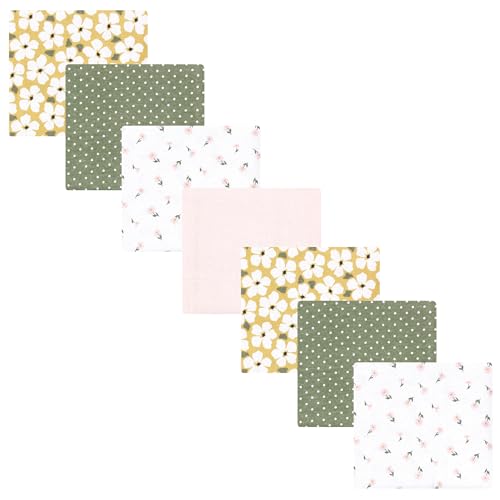 Image of Little Treasure Hudson Baby Cotton Poly Flannel Receiving Blankets Multipack, Sage Green Floral, 30x30 inches