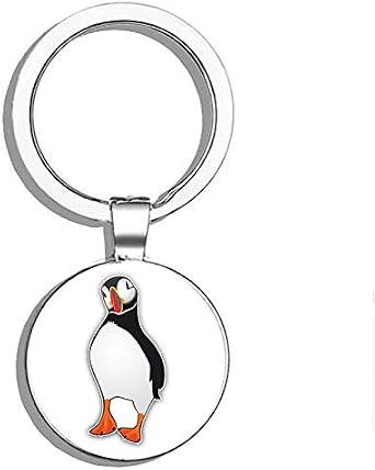 Atlantic Puffin Double Sided Stainless Steel Keychain Key Ring Chain Holder Car/Key Finder