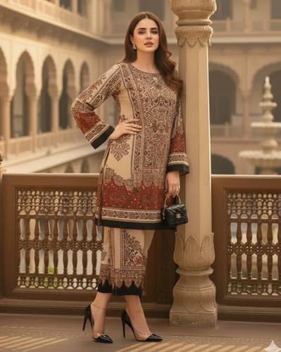 Image of SHYAMMURLI Fashion Women Co-Ord Set Cotton Blend Kurta Pant Set | Rayon Slub & Poly Rayon Fabric | Stylish Ethnic Outfit for Women & Girls | Comfortable