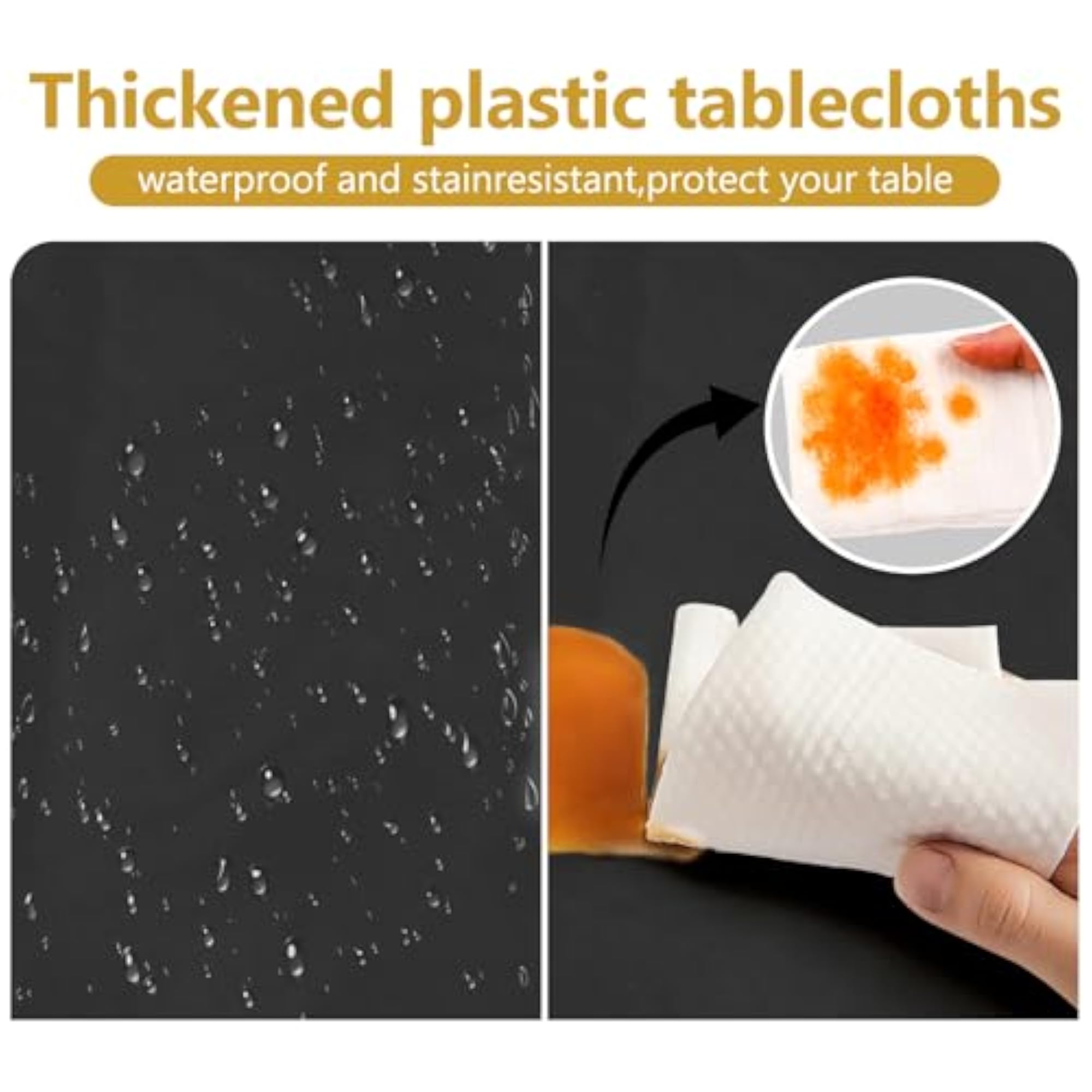 8 Pack Premium Black Plastic Table Cloth, Disposable