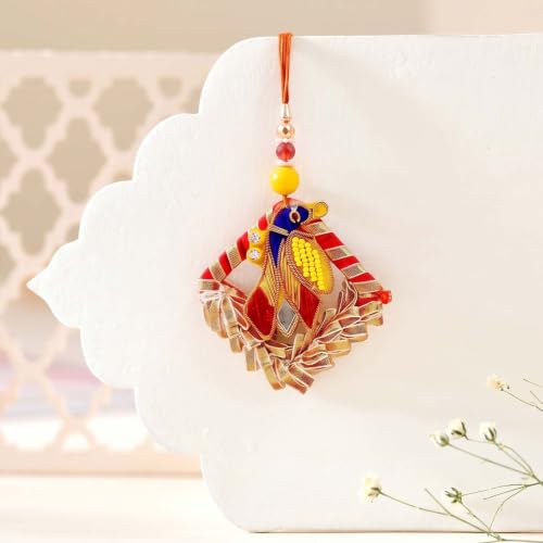 Image of ascension Premium Designer Bhaiya Bhabhi Couple Lumba Rakhi Set Traditional Rakhi Bracelet with Roli Tilak & You are My Hero Fridge Magnet