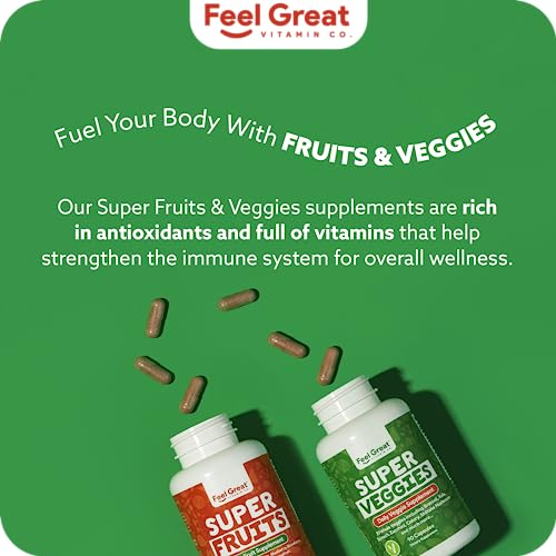 Feel Great Fruit and Vegetable Supplements | 20+ Super Reds & Greens for Natural Energy Support | Vegan Fruit and Veggie Vitamins | 2 Pack of 90 Count Each - Image 6