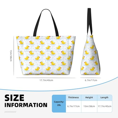 Yellow Rubber Duck Print Beach Pool Bags Tote For Women Ladies Large Gym Tote Carry On Bag For Weekender Travel Waterproof3
