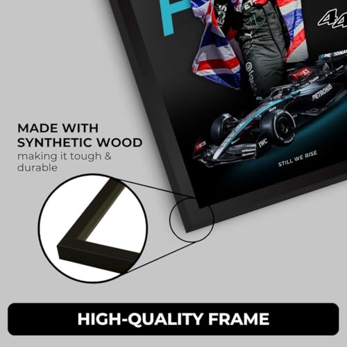 Image of Lewis Hamilton Poster Mercedes F1 Poster | Framed AMG F1 Car A4 Sized (31 x 23 cm) | Lewis Hamilton Posters | Mercedes Car Frame for Wall, Gift for Boys, Formula 1 Frame | Formula 1 Frames (F 027)
