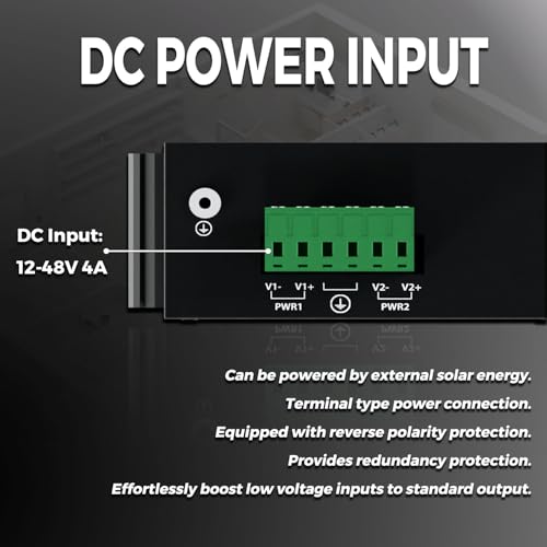PROCET 10 Gbps PoE+ Gigabit Injector Din Rail, 30W Industrial Boost PoE Adapter with Wide Temp -40°F to 149°F, 6KV Surge Protection, 12-48V DC Input, IEEE802.3af/802.3at, PT-PSE105G-E-10