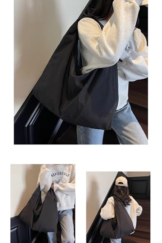 Obosoyo Slouchy Tote Bag 2025 Nylon Solid Pleated Handbag Men Women Large Shoulder Travel Gym Casual Commute Weekend Vacation3