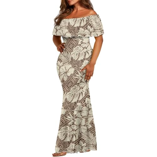 Image of Polynesian for Women S-7XL Off Shoulder Maxi Dress Hawaiian Summer Dresses