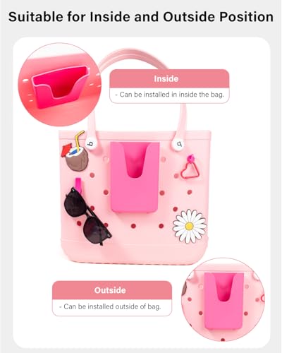 Image of Silicone Phone Holder for Bogg Bag, Phone Case Holder Charms Compatible with Bogg Bags,Cell Phones Holder for Bogg Bag,Charms Key Holder Insert Carabiner Keychain for Bogg Bags Accessories(Pink)