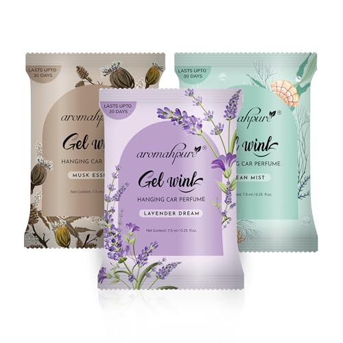 Image of Aromahpure Gel Wink Hanging Car Perfume | Long-Lasting Gel Based Car Air Freshener | Car Accessories | Last Up to 30 Days (Lavender-Musk-Ocean)