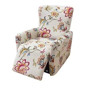 CRFATOP Stretch Recliner Cover 4-Pieces 1 Seat Recliner Chair Slipcovers Printed Fallon Collection Slipcover Recliner Lazy Boy Furniture Protector for Living Room,11