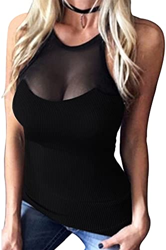 Womens Sexy Tank Cami Top Slim Knit Ribbed Racerback Blouses Low Cut Bodycon Party Shirt