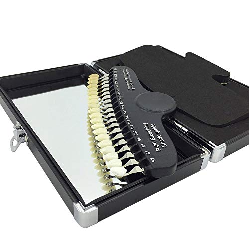 Professional 3D R-20 Teeth Whitening Shade Guide Dental 20 Colors Tooth Bleaching Shade Chart With Mirror Aluminum Case #TOP2
