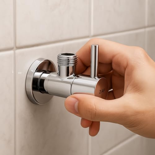 Image of ZAP Brass Angle Valve with Wall Flange - Pack of 6 | Chrome Finish | Durable Brass Valves for Bathroom Tap, Shower, Jet Spray & Geyser