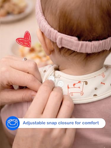 Image of Kidbea Organic Cotton Baby Bib, Adjustable Snap Closure Soft Absorbent Feeding Bibs Apron for Newborns & Infants Child With Cute Prints | Reusable Baby Essential