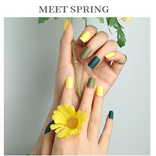 Image of FANDAMEI Matte Press on Nails, 24 Packs 576PCS Press on Nails Medium Square Matte, Lightweight Natural Fake Nails Full Cover, False Nails with Glue