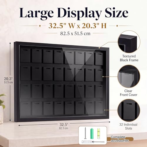 Image of Silipull 32 Medals 3D Large Medal Shadow Box Display Case with Glass Cover, Medal Holder Display Frame 98% UV Protection 32.5 x 20.3 Inches for Runners Marathon Triathlon Soccer Gymnastics All Sports