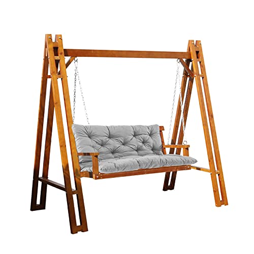 Cojín grueso para banco de columpio de exterior con respaldo, para sofá reclinable de 2 y 3 plazas, con correas, para muebles de interior y exterior, color gris, 120 x 100 x 8 cm