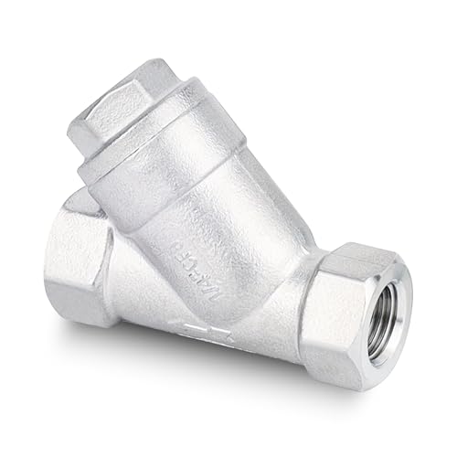 Image of Industrial Plumbing Y Strainers NPT Female 1 /4 inch, Heavy Duty 304 Stainless Steel Y-Strainer, Y-Shaped Filter Valve Connector with 80 Mesh Screen to Remove Excess Impurities for Water Oil Gas DN8
