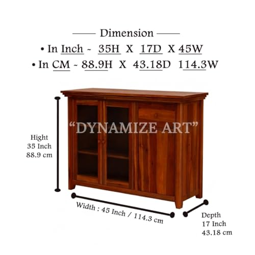Image of Kitchen Crockery Cabine Units, Wood Kitchens Cabinet with Glass Door, Kitchen Storage Cabinet, Wooden Chests of Drawers & Dressers, Sideboard Cabinets for Living Room, Honey Finish