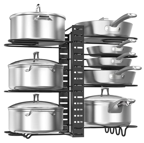 COSHANO Organizador y Soporte de Sartenes y Ollas Estante de con 8 compartimiento Ajustable con 2