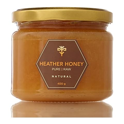 Earthbreath Wild Ling Heather Raw Honey - 400g - Pure, Unprocessed, Unpasteurised - From Single Apiary - Natural Sweetener for Cooking, Tea, Juice, Drinks, Food Cover
