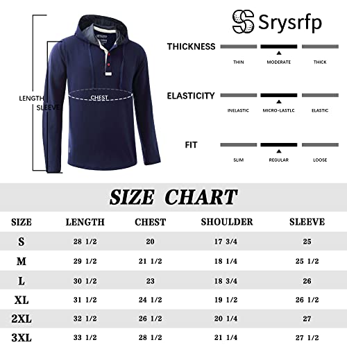 Srysrfp Men's Fashion Hoodies & Sweatshirts, Mens Hoodies Pullover Causal Mens Henley Long Sleeve Sweatshirt, Drop Cut Plain Cotton Blend Classic Fit Golf Hoodies For Men Navy Blue #TOP5