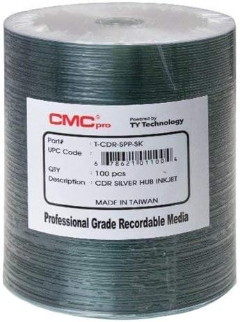 Taiyo Yuden 200 CMC Pro 48X CDR (CD-R) 80min 700MB Silver Inkjet Hub Printable