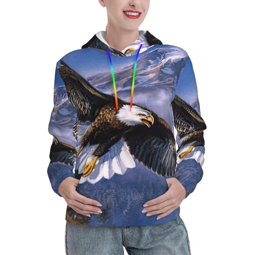 Sweat aigle volant imprimé cadeau d'automne original pour femme avec poche