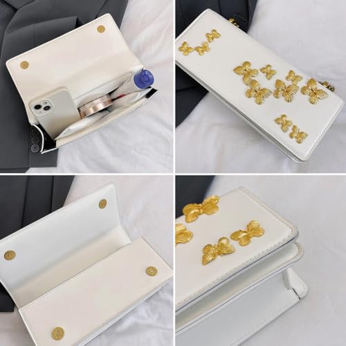 Women’s Chic Gold Butterfly Shoulder Bag, PU Leather Chinese Style Retro Crossbody Purse, Fashion Square Chain Tote Daypack2