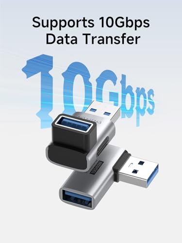Image of Hagibis USB 3.2 Adapter 2 Pack, 90 Degree Right and Left Angle USB A Male to Female Connector OTG Adapter Cable Extender for Laptops Charger PC Car Mouse Keyboard (Middle Back)