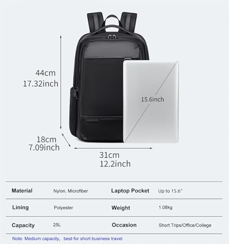 Image of Arctic Hunter Business Backpack for Men Women Nylon 25L Laptop Bag Water Repellent Multiple Pockets 15.6 inch Laptop Compartment Anti Theft for Office Travel College