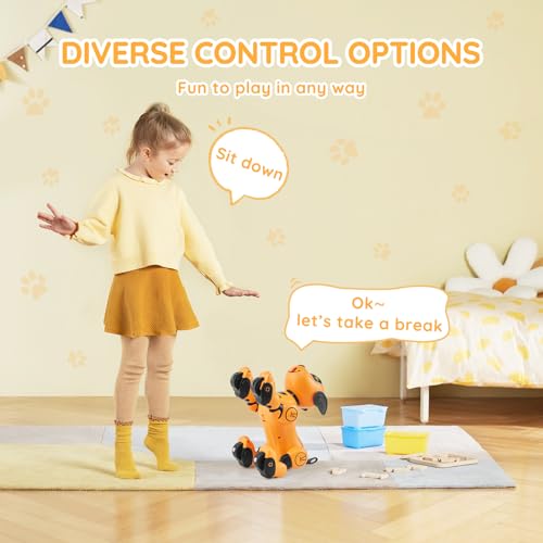 VEVOR Roboter Hund Kinder Ferngesteuerter Spielzeug, 2,4 GHz, programmierbares intelligentes interaktives RC Hund für Kinder mit Folgefunktion, Berührungs- und Sprachsteuerung, für Kinder ab 3 Jahren