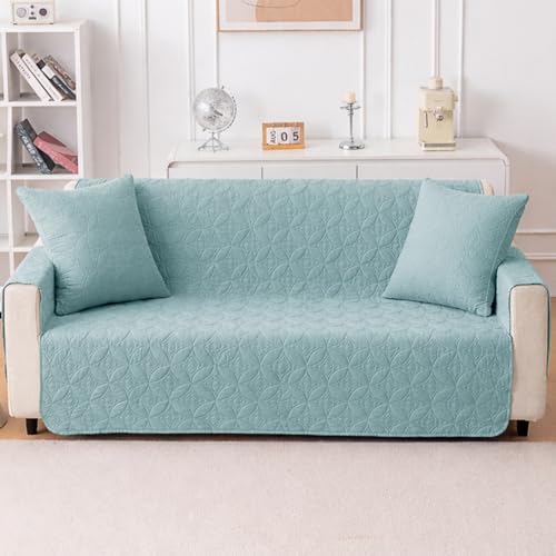 Image of HOKIPO 100% Leakproof Quilted Cushion Cover for Sofa 22x22 Inches, Set of 2, Cool Blue (AR-6281-SBL*2)