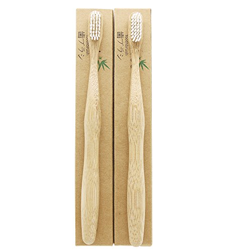 2 unidades n-amboo bambú cepillo de dientes para adultos oral care| eco-toothbrush | Natural dientes blanqueamiento | blanco nailon cerdas suaves cepillo de dientes manual