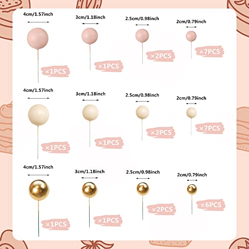 Ball Cake Topper Ball Cake Picks Colorful Pearl Ball Shaped Cupcake Insert Cake Topper For Bear Theme Birthday Party Favors Wedding Decoration Supplies (Apricot Gold Light Brown) #TOP1
