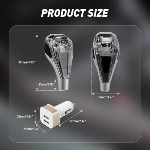 Image of AutoBizarre Cystal LED Gear Knob with 7 Color Touch Activated Multi-Color LED Shift Knob Universal for All Cars (5+R)