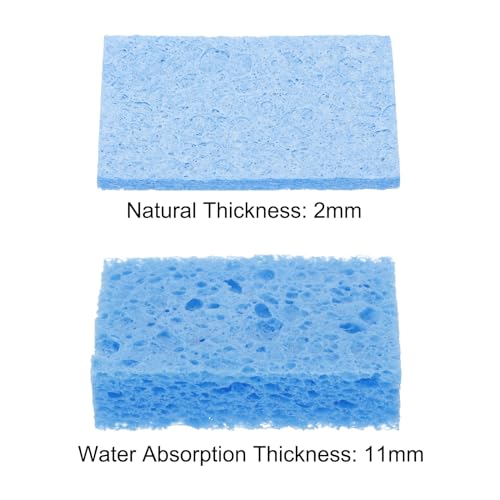 Image of MECCANIXITY 25PCS Soldering Sponge 50 x 35mm Rectangle Blue Cleaning Pad Welding Tip Iron Replacement for Cleaning Soldering Iron 2mm Natural Thickness 11mm Water Absorption Thickness