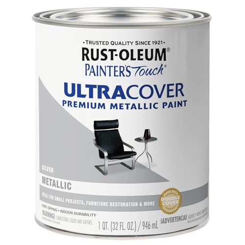 Rust-Oleum 254100 Painter's Touch Metallic Paint, Quart, Metallic Silver, Pack