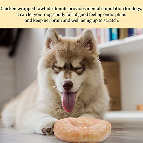 Pawmate Dog Treats Large Breed, Chicken Wrapped Rawhide Donut Rings, Rawhide Dog Chews Long Lasting, Grain Free Training Snacks with Taurine for Medium Large Dogs, 4 Counts - Thumbnail 7