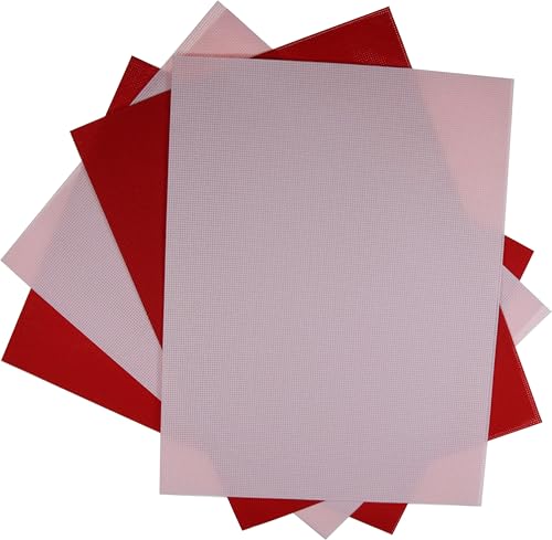 Image of KCS 4 /6 pc of 12 inch x 18 inch 30cmx45cm 16CT Counted Cotton Aida Cloth Cross Stitch Fabric (Pink+Red, 4 pc)