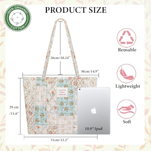 Image of Sunwel Fashion Top Zipper Floral Quilted Bag Small Tote Bag for Women