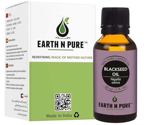 Image of Earth N Pure Black Seed Oil (Kalonji Oil) for Hair & Skin Care - 100% Pure Cold Pressed Nigella Sativa for Hair Strength, Scalp & Nourishing Skin - 30ml